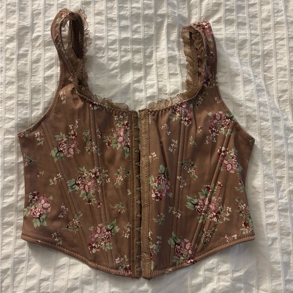 Altar'd State Tops - Altar'd State Floral Brown Crop Top